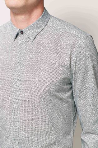 Grey Long Sleeve Bluff Print Shirt